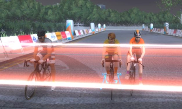 Zwift Racing - Riding On A Virtual Trainer Waiting For The Race To Start