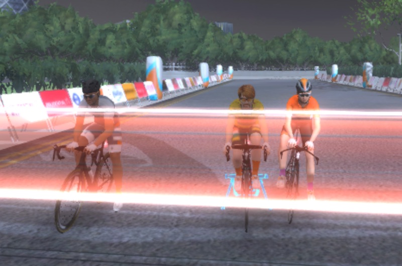 Zwift Racing - Riding On A Virtual Trainer Waiting For The Race To Start