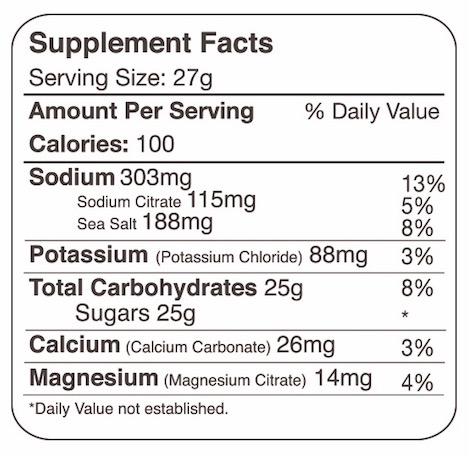 Tailwind Nutritional Supplement Facts