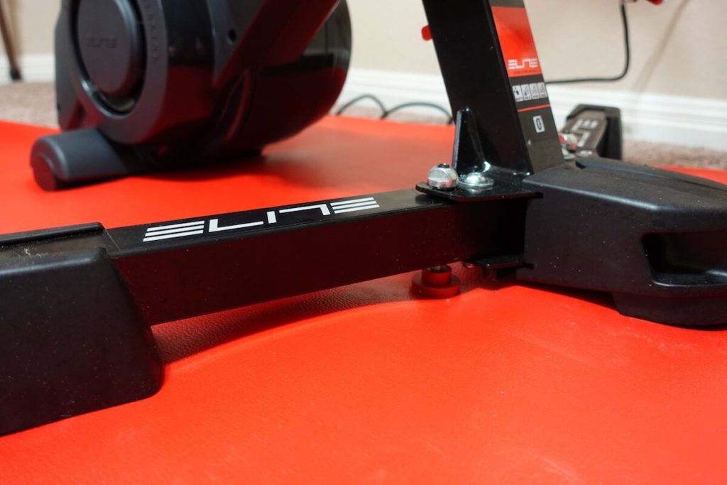 The DRIVO II comes with 2 front leg attachments.  
Each leg requires 1 bolt, 1 nut, and 2 washers to attach to the trainer